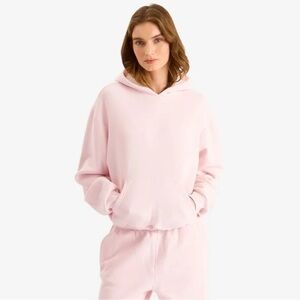 NWT COTTON FLEECE CLASSIC PULLOVER HOODIE BARELY PINK (Dep)